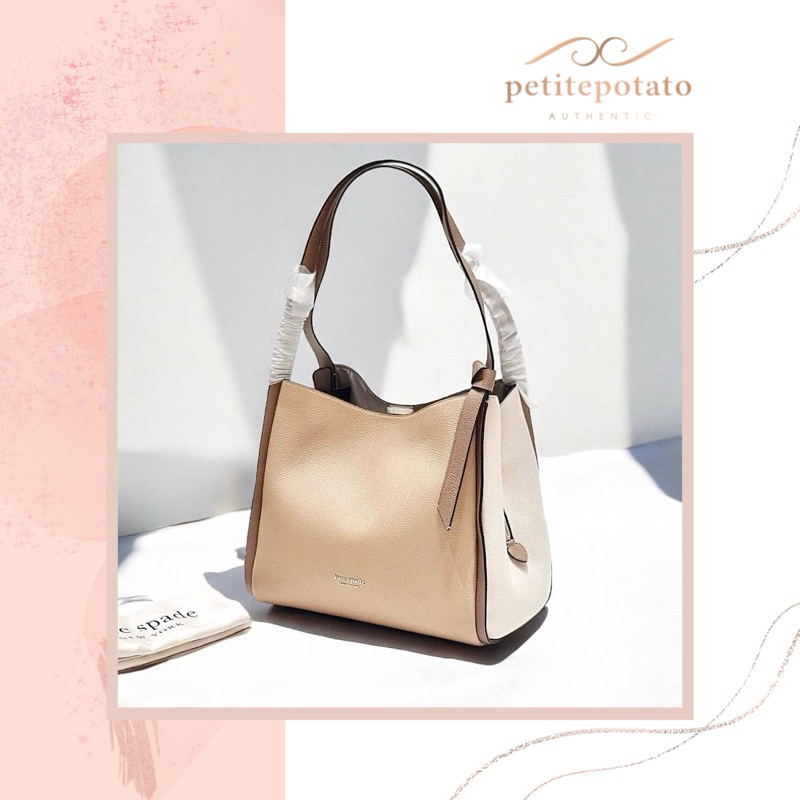 TAS BRANDED WANITA KATE SPADE KNOTT LARGE LEATHER SHOULDER