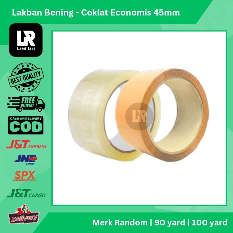 

Lakban Isolasi Coklat Bening 45mm 100 yard 90 yard Selotip Murah Ekonomis Eco