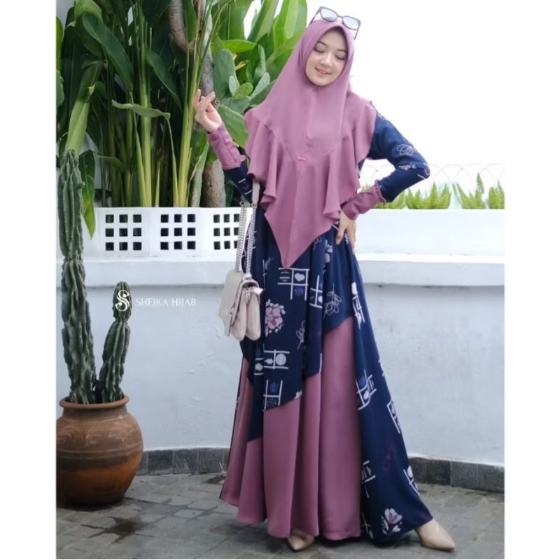 Sheika Hijab || Dress Darienne [ Gamis Saja ] size S Ld92cm Pd135cm