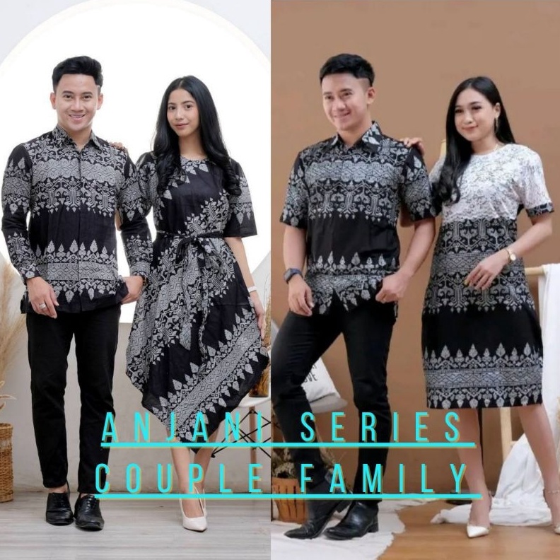 KODE I47D Batik Dress Couple Coupel Modern Set Pakaian Couple Kemeja Batik Pria Kapelan Dress Tunik 
