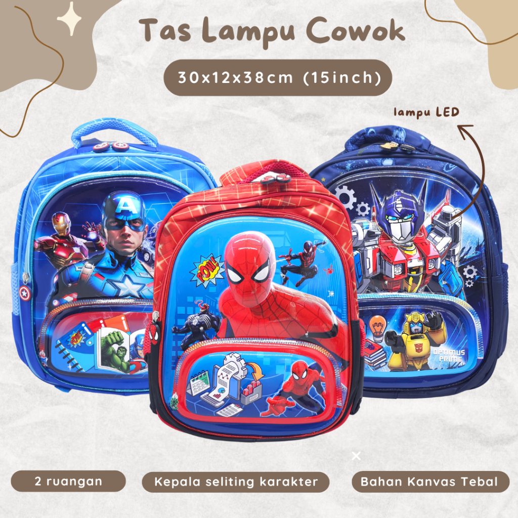 Tas Anak TIMBUL LAMPU ALTO 15 INCHI / Ransel Anak Laki - Laki ALTO ORIGINAL EMBOSS MURAH + LAMPU LED