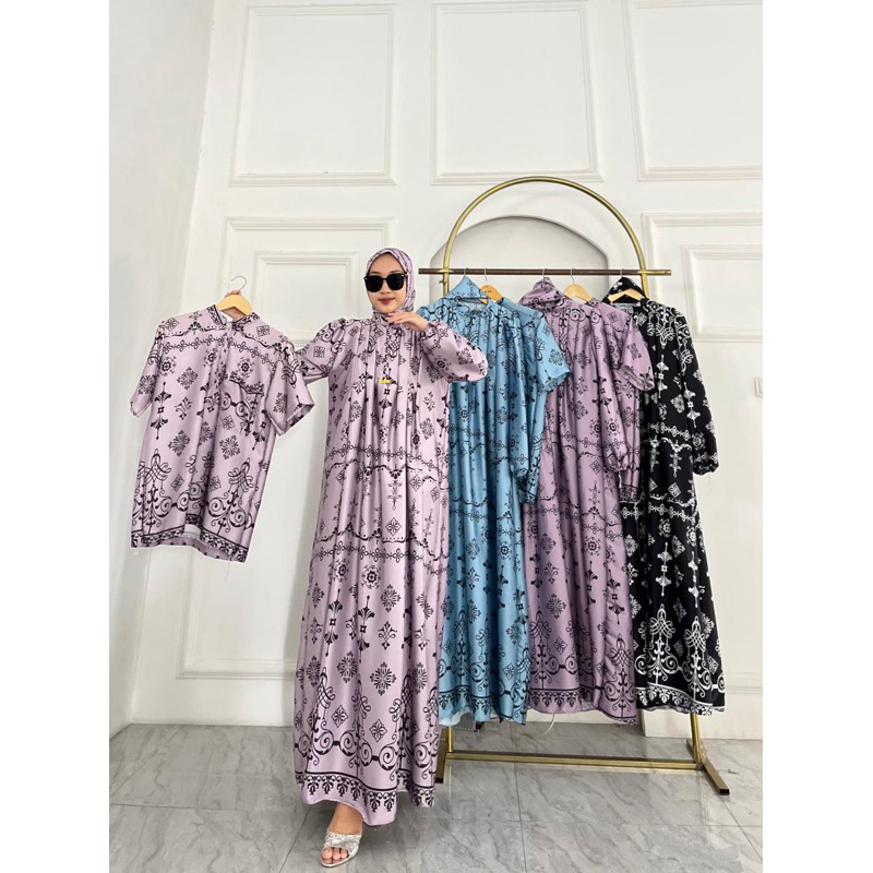 SET KOKO bahan Armany brown digital motif PGR set hijab