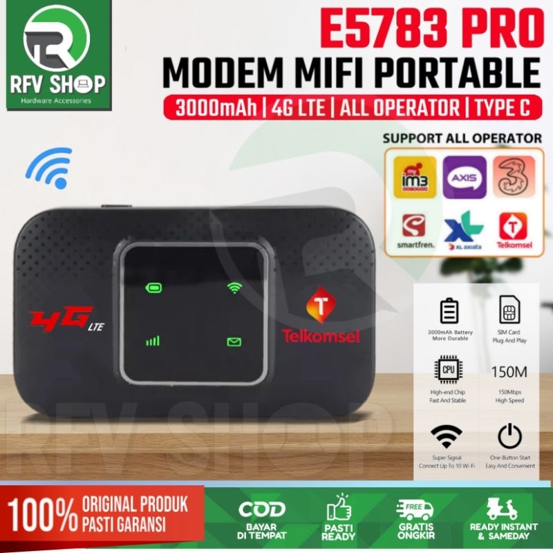 Modem MiFi Portable E5783 PRO WiFi 4G LTE  3000mAh support All Operator USB C charger