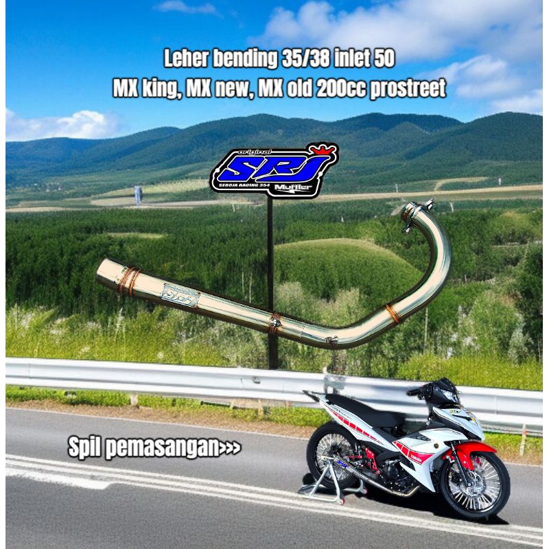 Leher header pipa knalpot srj racing 354 pro street bending pipa depan 32 35 & 35 38 mm inlet 50 55m