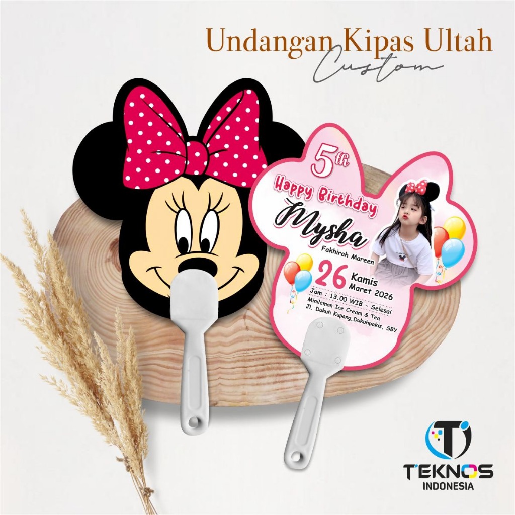 UNDANGAN ULANG TAHUN ANAK - UNDANGAN KIPAS CUSTOM UNIK KARAKTER - UNDANGAN KIPAS ULTAH ANAK