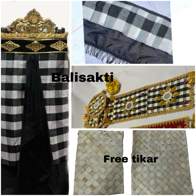 paketan wastra satin poleng kmlancingan  + ider2 + lamak set gantungan daun besar free tikar sanggah