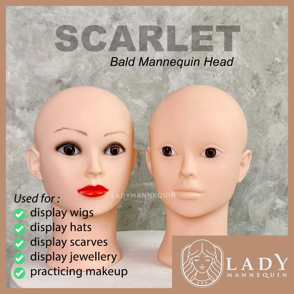 LADY MANNEQUIN (SCARLET) Manekin Kepala Botak / Patung Kepala Botak