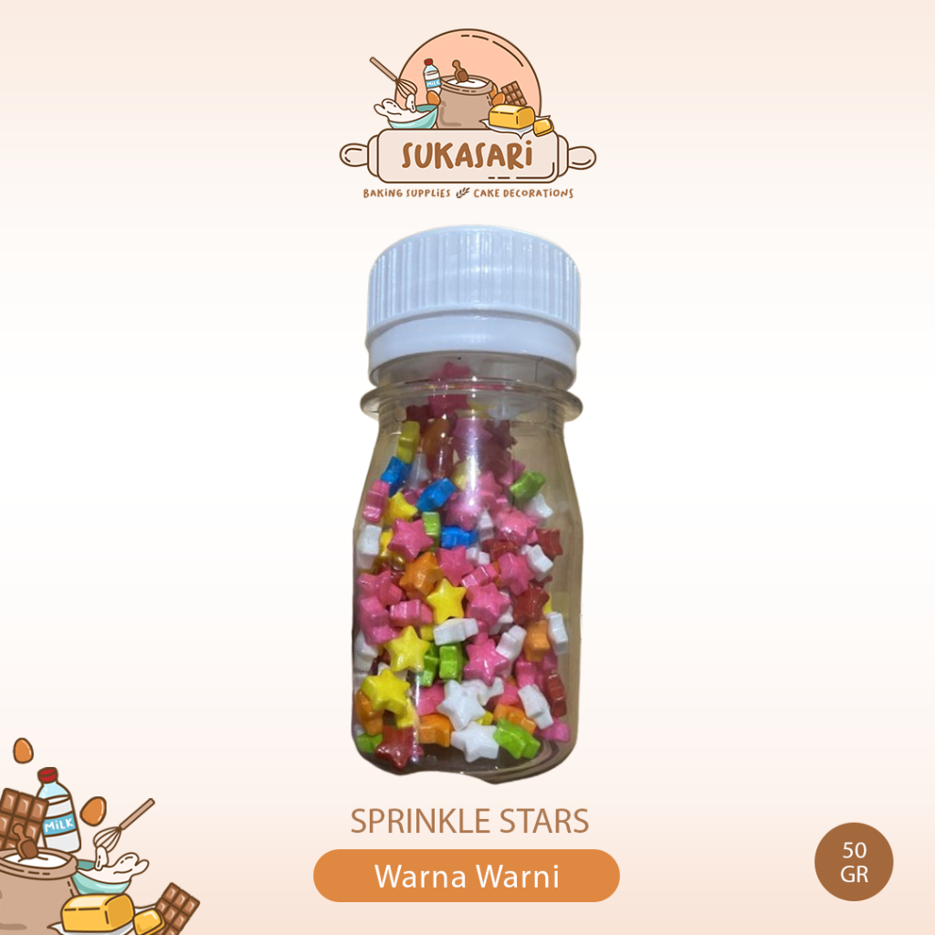

Sprinkle Star bintang warna warni 50gram tube / edible taburan