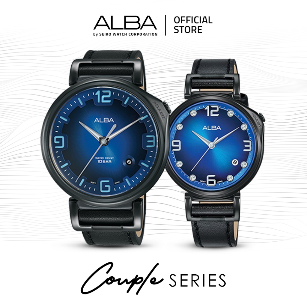 ALBA Jam Tangan COUPLE AS9F83 & AG8J19 Quartz Hitam Watch