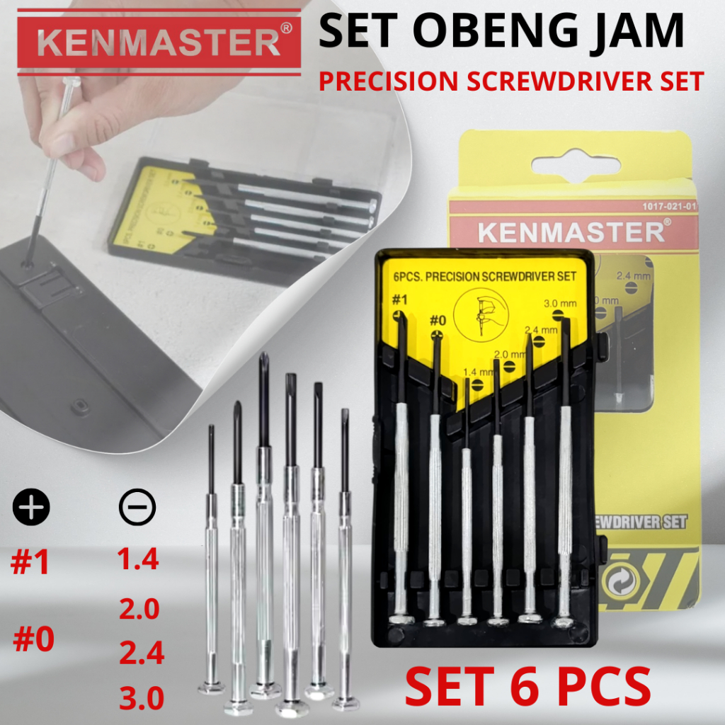 KENMASTER Obeng Jam Set 6 Pcs Obeng Jam Tangan Arloji Obeng Kacamata Obeng Set Mini Kecil Obeng Alat