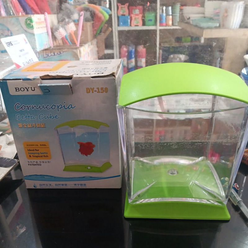 Aquarium Akuarium Mini BOYU Cornucopia Betta Cube Cupang DY 150 DY150 Akuarium kecil Plastik Mika Te