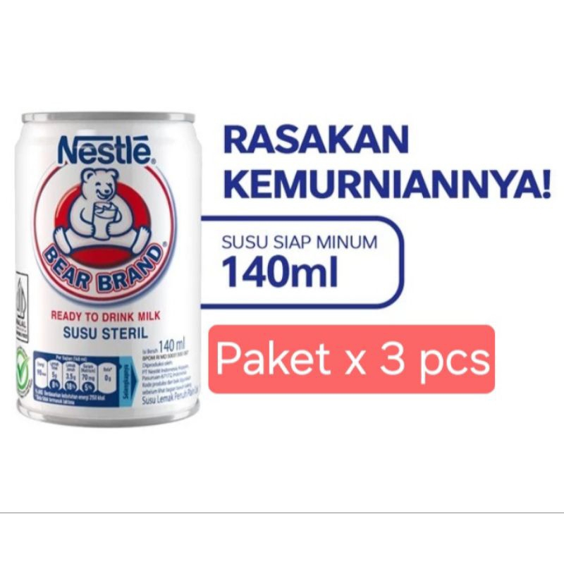 

BEAR BRAND Susu Segar Steril Siap Minum 140 ML 3 pcs