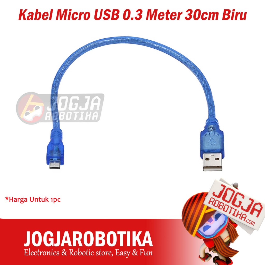 Kabel Micro USB 0.3 Meter 30cm Biru for Arduino DUE / Nano / ESP8266 / ESP32