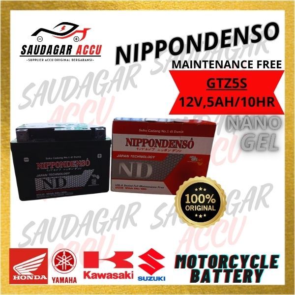 Nippondenso Baterai Motor GTZ5S 12V 5Ah/10Hr