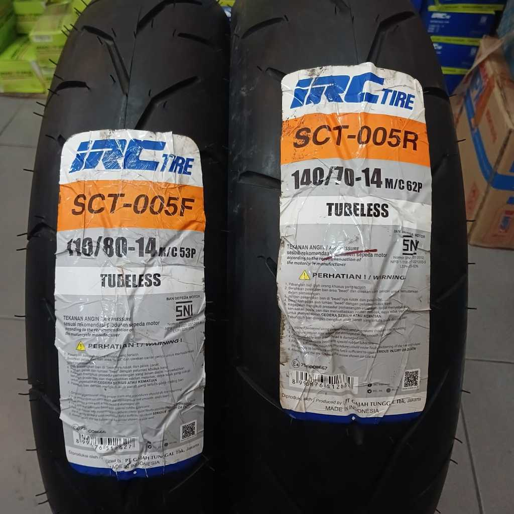 (Paket 110/80-14 &  140/70-14) IRC Tubeles SCT 005F  &  SCT005R