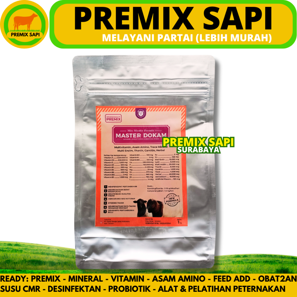 PREMIX DOMBA KAMBING MASTER DOKAM 1 KG - Premix Pemacu Pertumbuhan dan Penggemukan Kambing Domba
