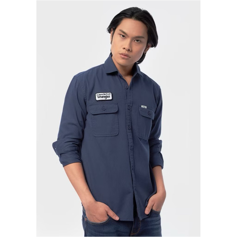 Kemeja Workshirt Wrangler Warna Navy