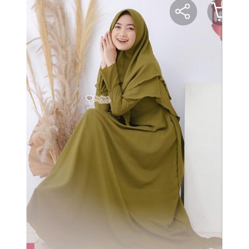 Preloved gamis Sally GlizHijab warna Olive