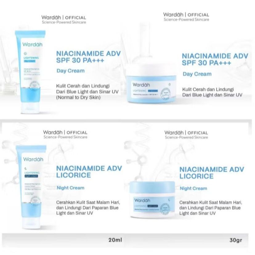 Wardah Lightening Day & Night Cream / wardah Cream Siang & Cream Malam