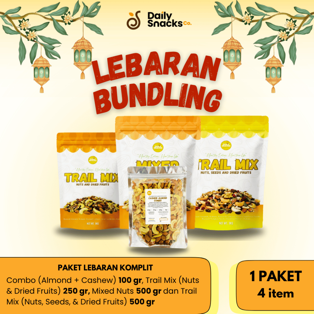 

[PAKET LEBARAN KOMPLIT] DAILY SNACKS COMBO + MIXED NUTS + TRAIL MIXES