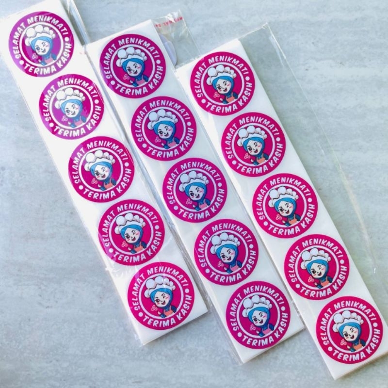 

stiker thank you besar karakter lucu dapur isi 50pcs uk 3,5cm stiker selamat makan bulat label tempel termurah kediri