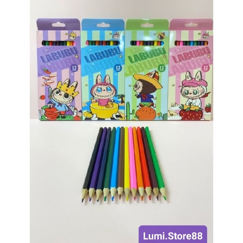 

Pensil warna set mewarnai karakter labubu isi 12pcs