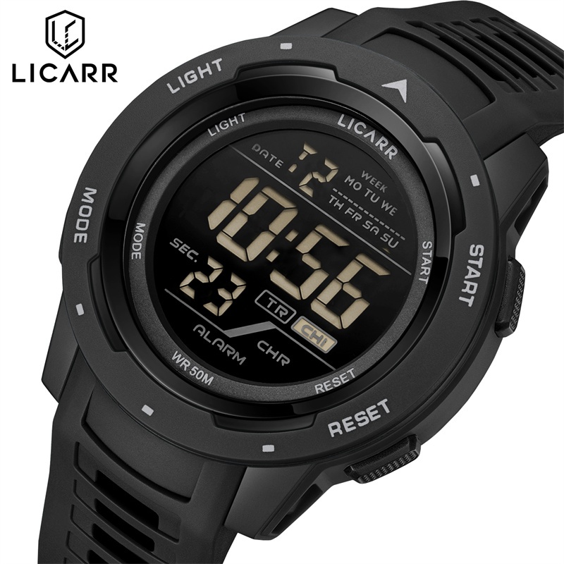 LICARR Jam tangan pria jam tangan pria fashion olahraga digital keren jam tangan pria rekreasi tahan