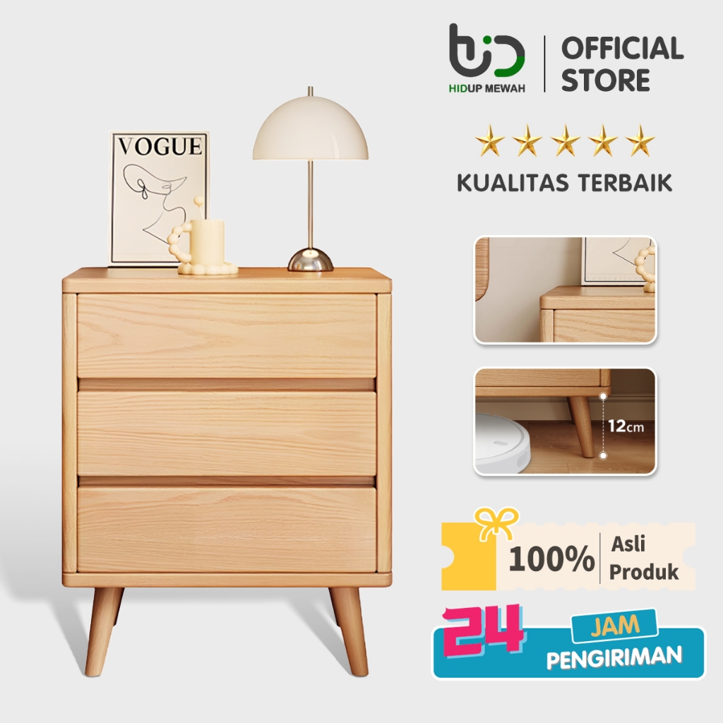 Hidup Meja Nakas Minimalis Laci Kamar Tidur Meja samping tempat tidur 2/3 Laci