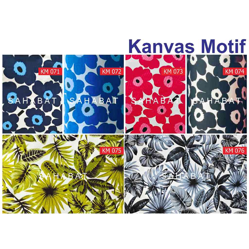 Kanvas Motif Bunga 2 / Kanvas Katun / Bahan Kain Tas