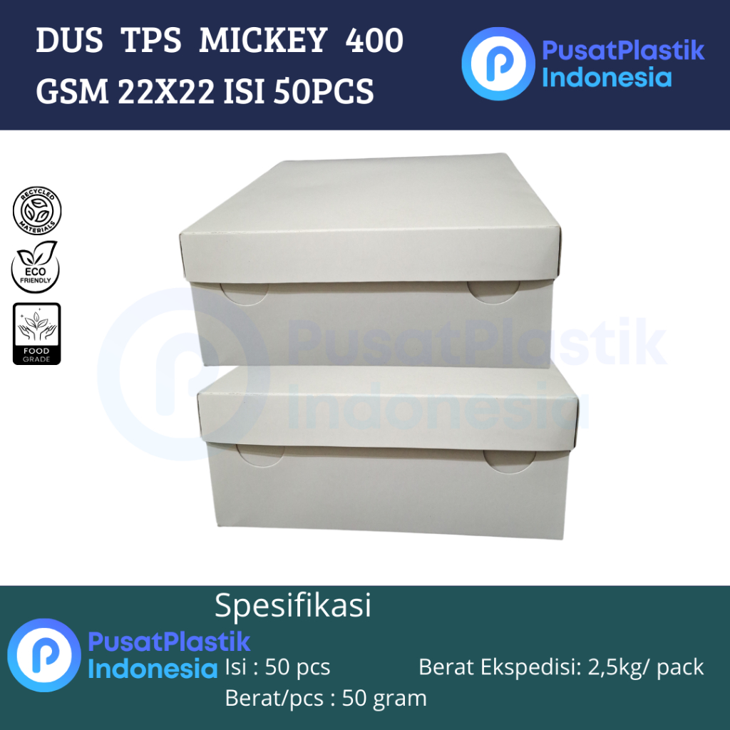 Dus | Box 400gsm | Kotak Nasi Kue Makanan 22x22 Polos 22 x 22 Mickey