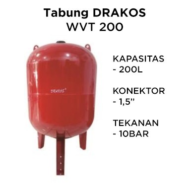 Tabung tekanan DRAKOS WVT 200 L | Pressure Tank pompa kapasitas 200L WVT200L