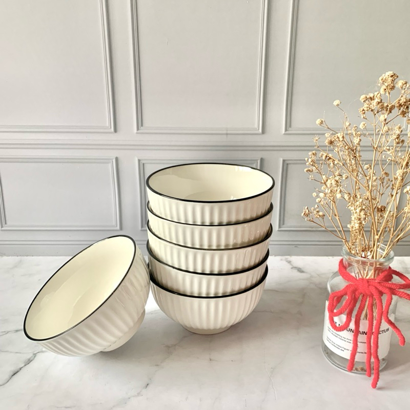 Mangok Keramik 6 PCS - Piring Keramik 6 PCS - Mangkok Kerang - Piring Kerang