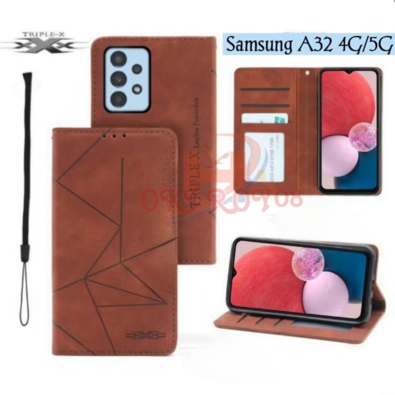 Flip Magnet Casing Samsung A32 4G / Samsung A32 5G- Casing Flip Cover Wallet Sarung Hp - Casing Domp