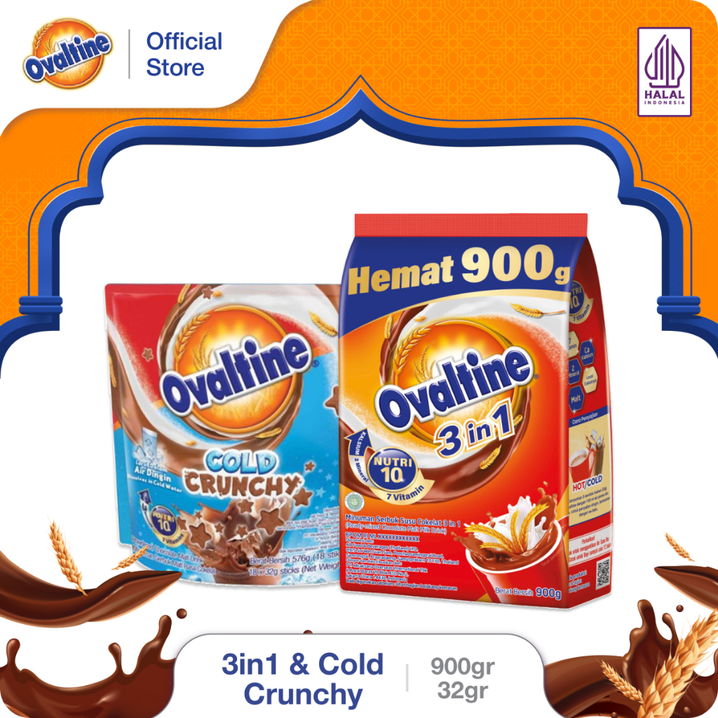 

OVALTINE Paket Bundle 3in1 900g dan Cold Crunchy 32gx18s