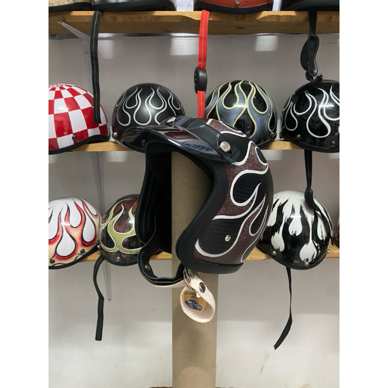 Helm Slimhead Coklat Api Custom
