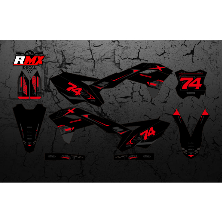DECAL KX 250 F 2017 FULLBODY (015) DEKAL STIKER KX 250F KXF 2018 2019 2020 HITAM MERAH KUNING HIJAU 