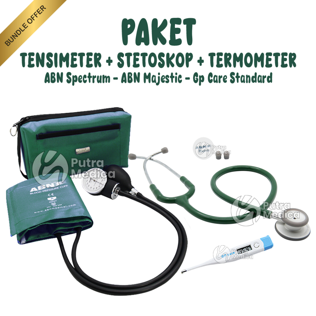 ✨PACKAGE DEALS✨ ABN Tensimeter Aneroid Spectrum + Stetoskop Majestic Dewasa + Gp Care Termometer