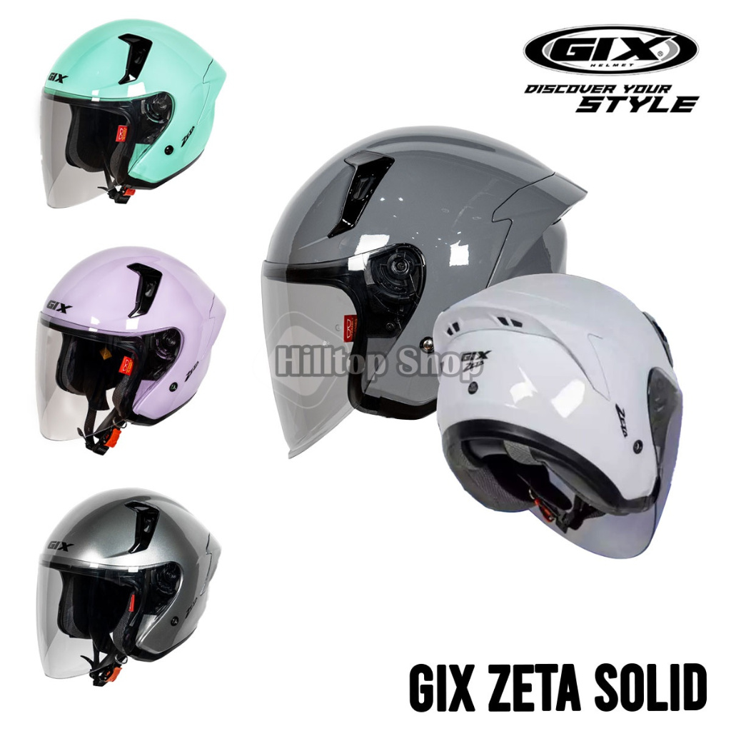 Helm GIX Zeta Solid Half Face Motorcycle Helmet