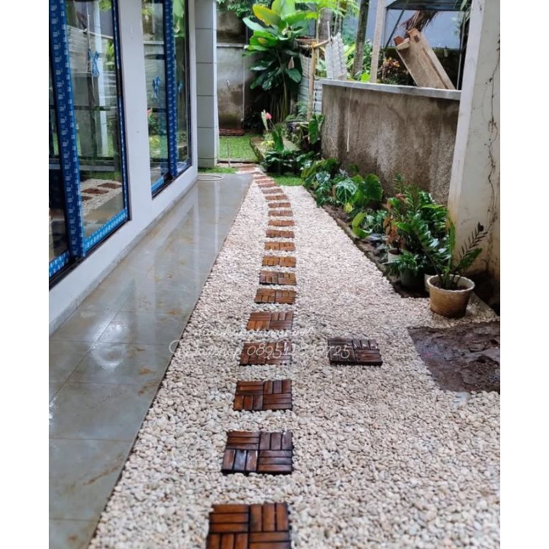 taman kering taman minimalis dan batu koral
