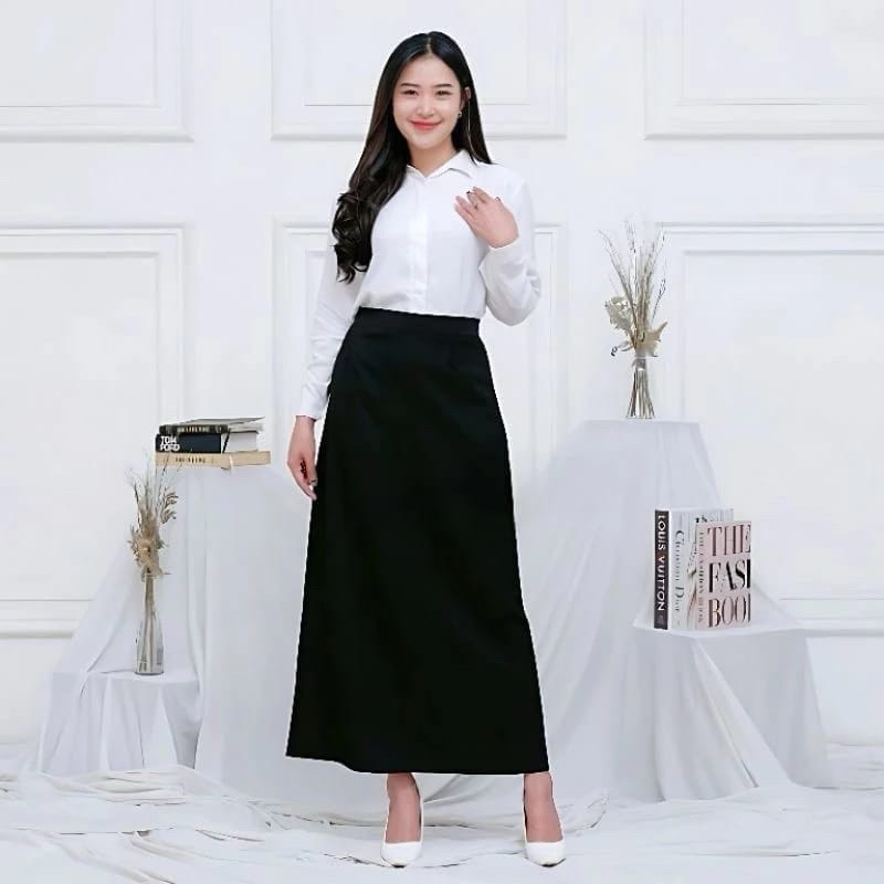 Rok Kerja Panjang,Rok Kerja Wanita Karet Pinggang Model Muslimah Kuliah syar’i Kuliah Formal