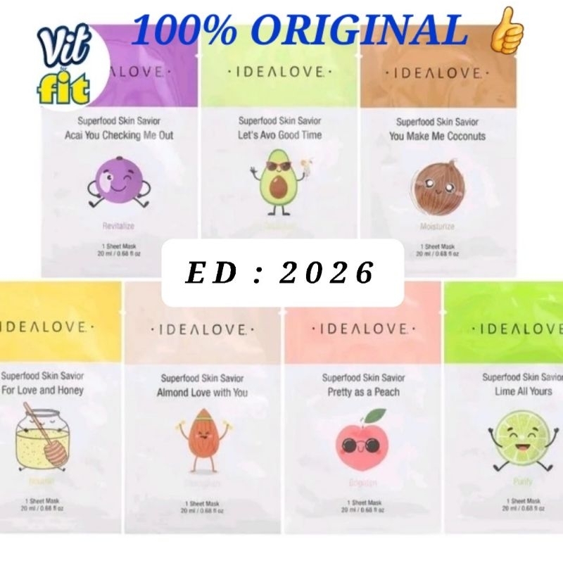 Idealove Superfood Skin Savior Beauty Sheet Mask 20 ml || Masker Kecantikan Wajah