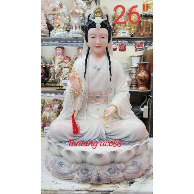 patung dewi kwan im/ kwan in/ guan yin - mamer - duduk - 26inch -l25
