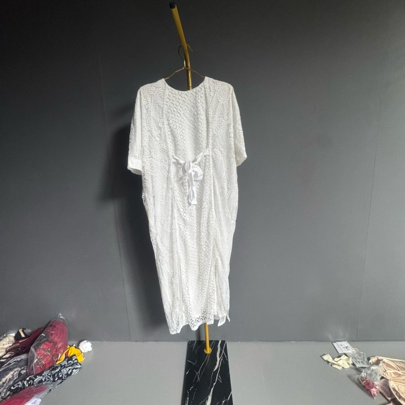 fab89 preloved eprise yasmine ori kaftan gamis muslimah 1x pakai acara bukber aja sz S