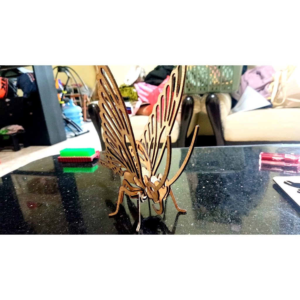 3D puzzle kupu-kupu puzle kayu butterfly