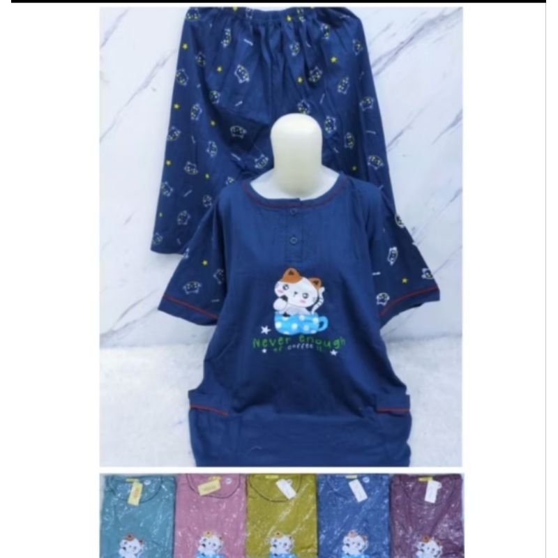 baju tidur kulot tessa ld 116 / 3/4 jumbo // stelan baju tidur tessa