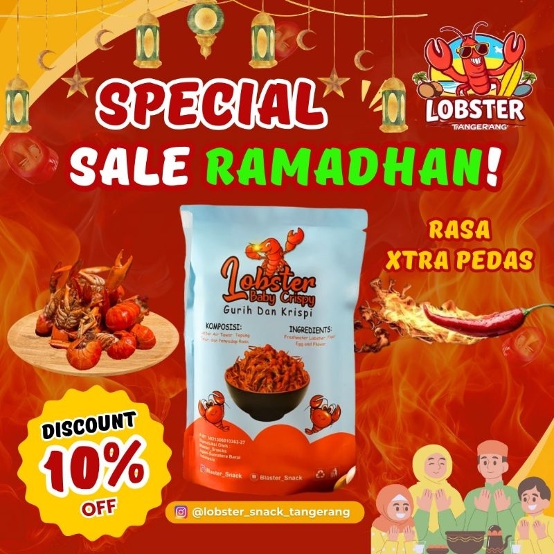 

Lobster Air Tawar Crispy Cemilan 100 Gram Rasa (Extra Pedas)