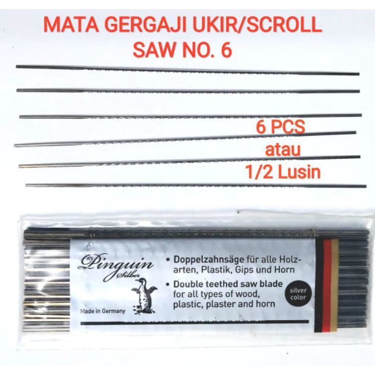 HJ6 Mata Gergaji Ukir Scroll Saw Pinguin Triplek Kayu Plastik atau Glardon cap ikan emas jewellers 6