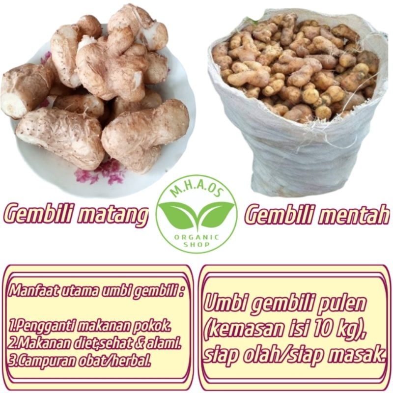 

Umbi gembili (paket kemasan isi 10 kg),siap olah/siap masak.