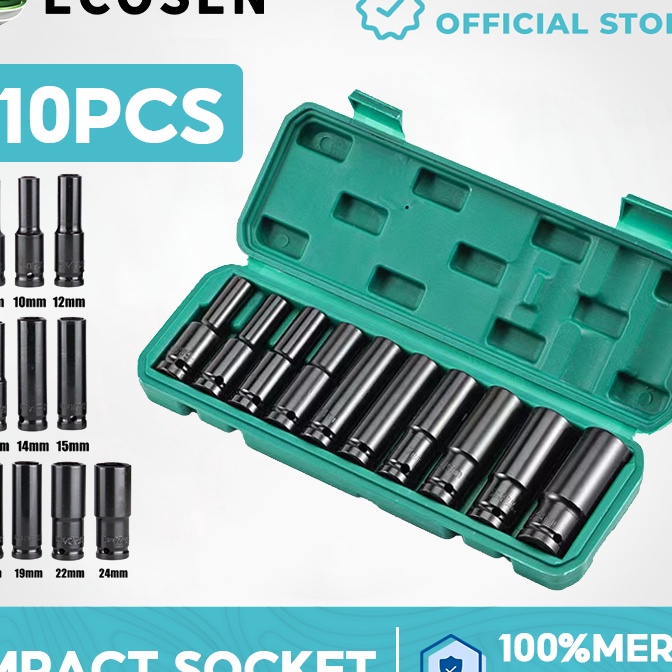 KF7 ECOSEN Kunci Sok Set Mata Kunci Impact Impact Socket Set Mpact Tekiro Batrei 1Pcs 824MM