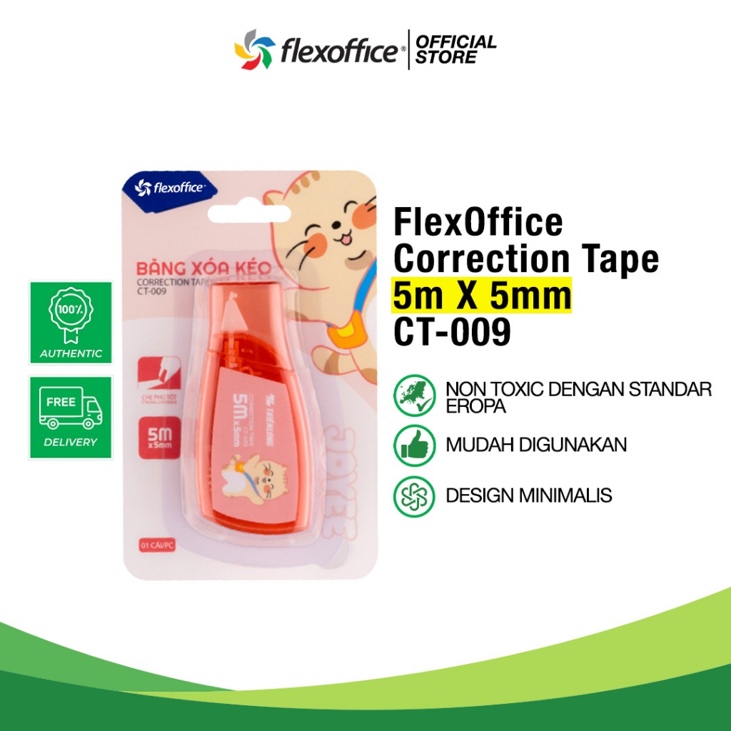 

FlexOffice Correction Tape CT-009 5Mx5MM Random color lucu tipe x kertas anak anti kotor sekolah